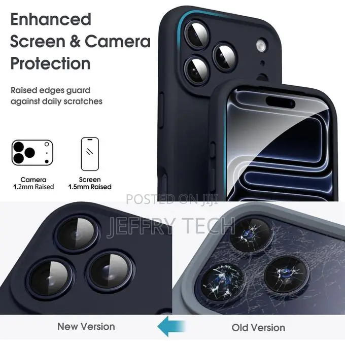 Soft Flexible Silicone Case for Apple iPhone 17 Pro, Anti-S (Black)