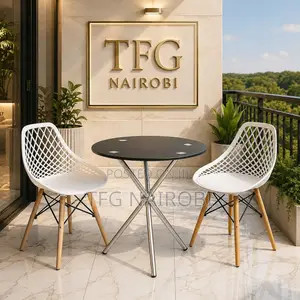 2-Seater Balcony Set | Glass-Top Table Lattice Chairs | Eames Chairs