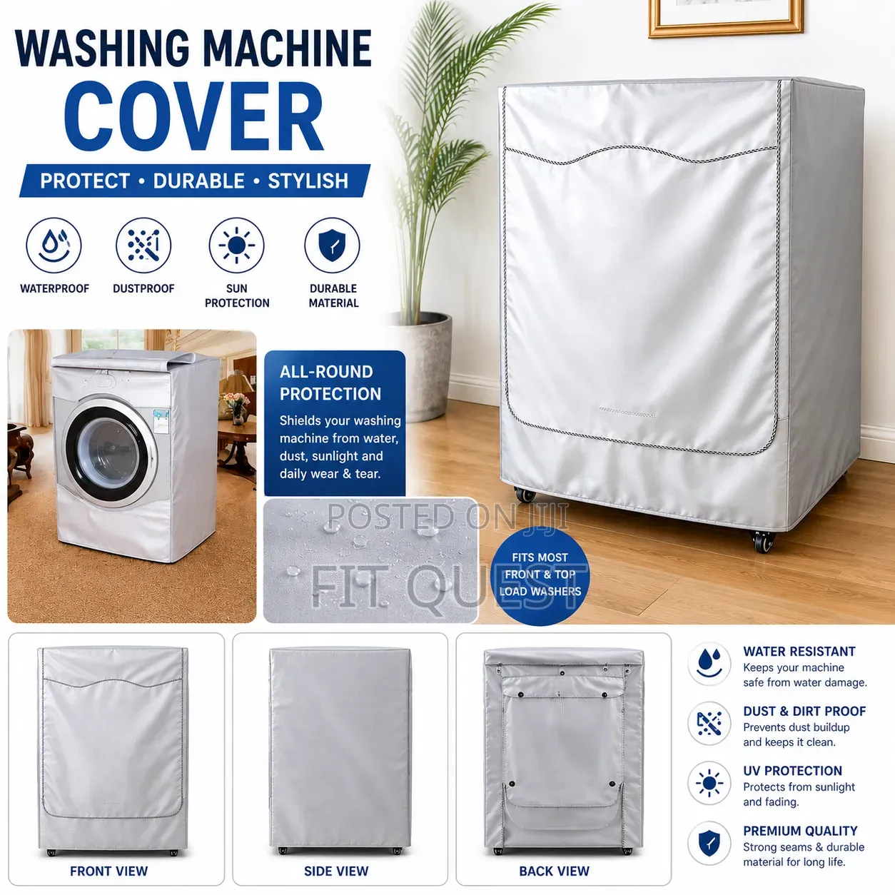 10kg Waterproof Washing Machine Dust Cover Protective Anti Scratch
