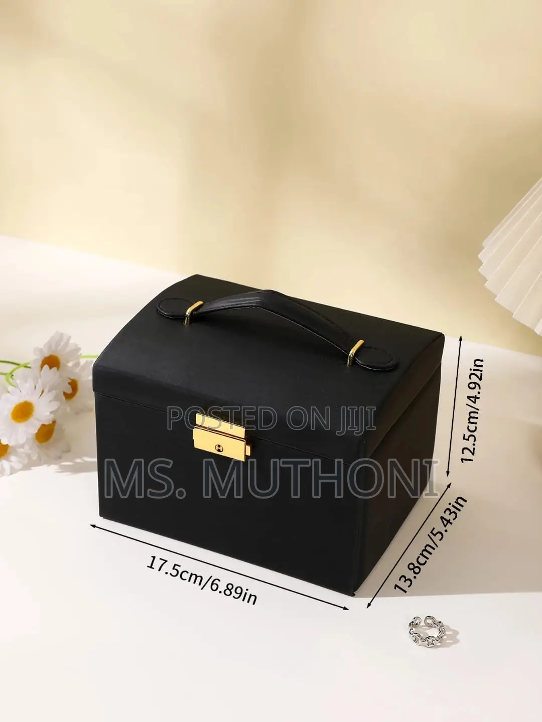 Leather Multi-Layered Jewelry Organizer Box W/ Built-in Mirror Drawers