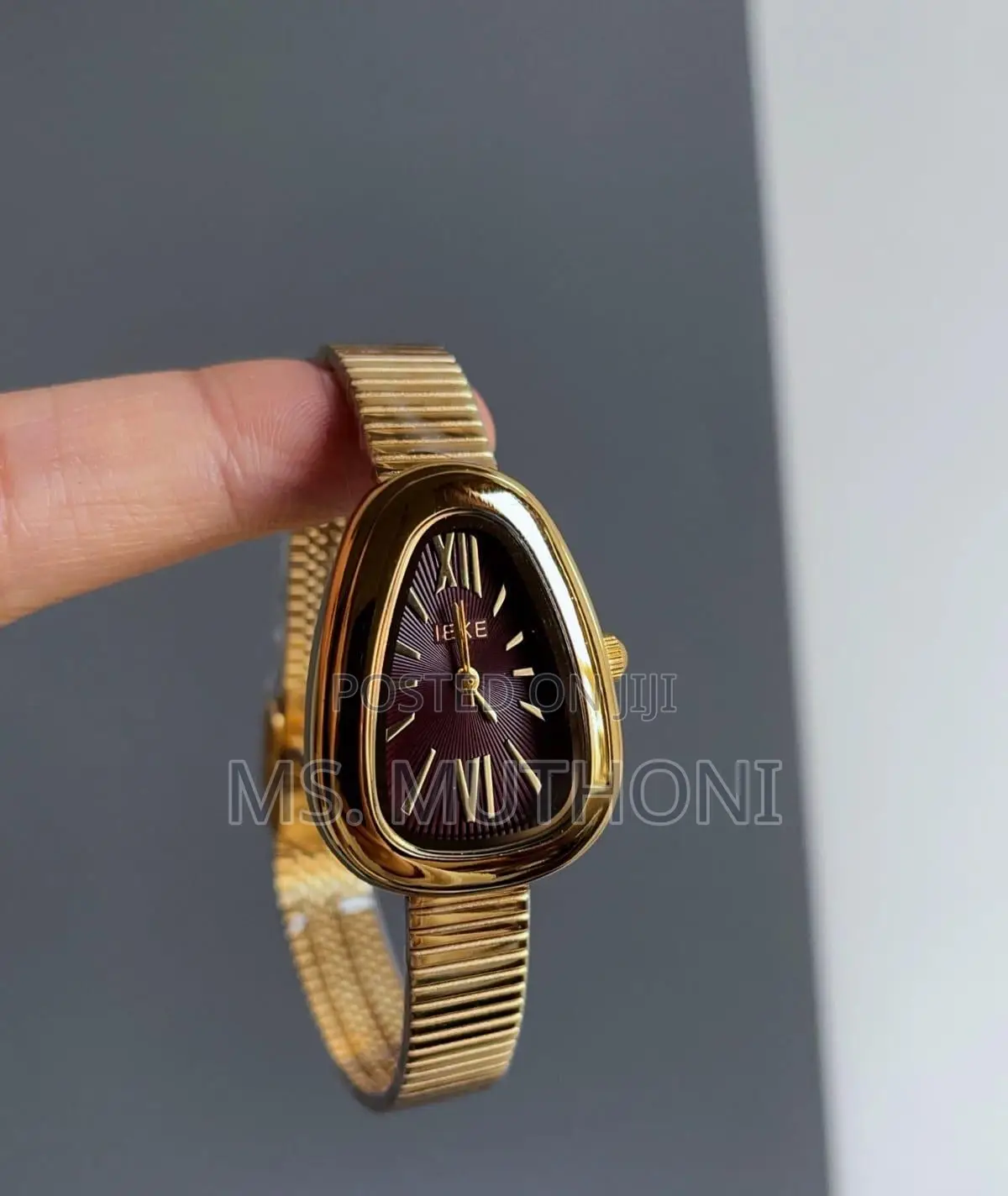 Ieke Brand Gold-Colored Female Wristwatch With a Mesh Strap