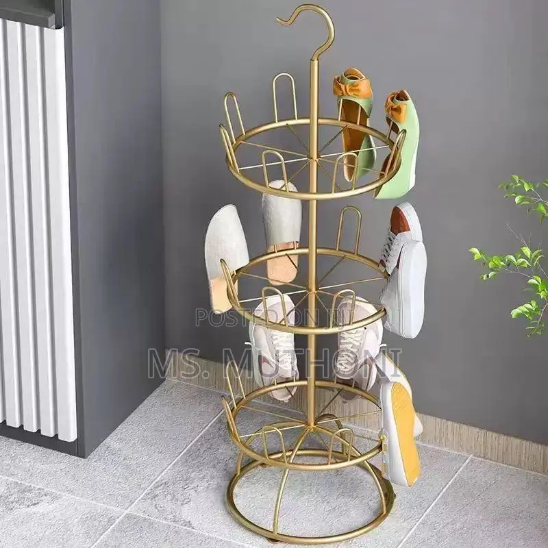 Three-Layer Revolving Iron Shoe Rack Designed for Organized Storage