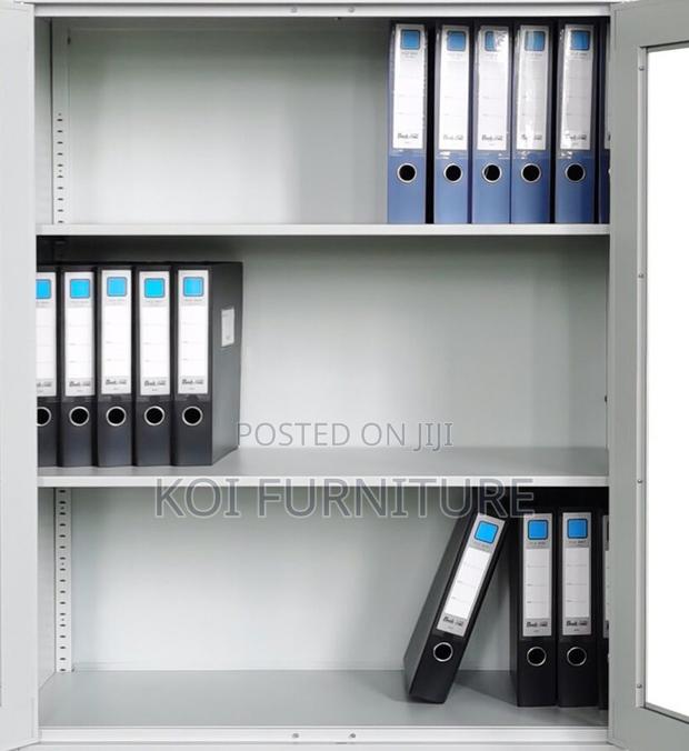 Office Cabinet; 2 Doors Gey White Cabinet With Movable Shelves - thumbnail 3