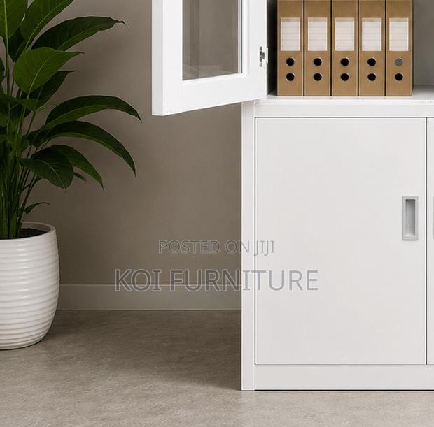Office Cabinet; 2 Doors Gey White Cabinet With Movable Shelves - thumbnail 4