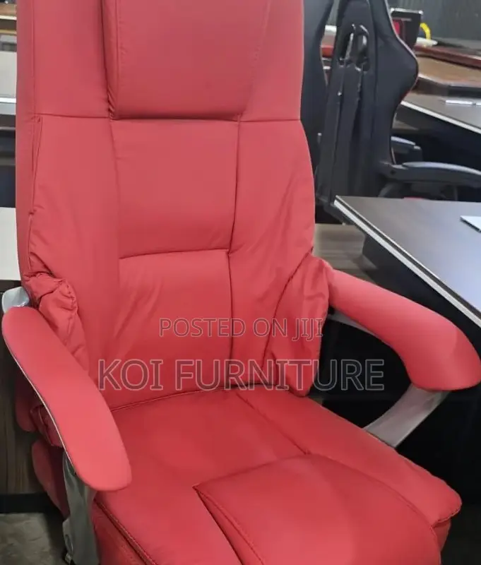 Office Chairs; Red Leather Office Executive Chair With Footrest