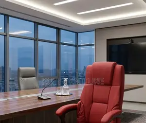 Office Chairs; Red Leather Office Executive Chair With Footrest