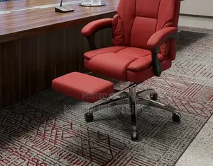 Office Chairs; Red Leather Office Executive Chair With Footrest