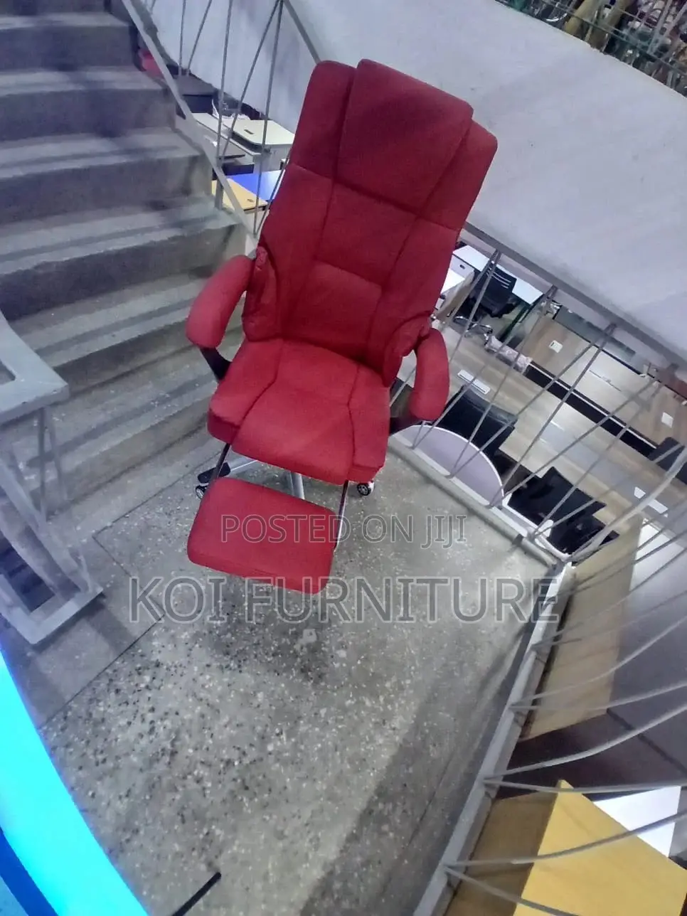 Office Chairs; Red Leather Office Executive Chair With Footrest
