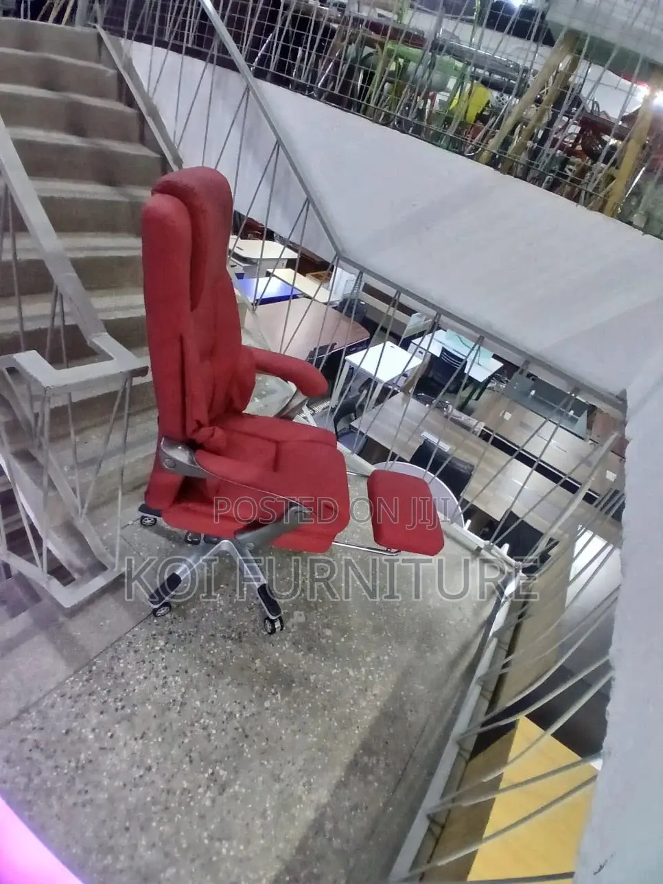 Office Chairs; Red Leather Office Executive Chair With Footrest