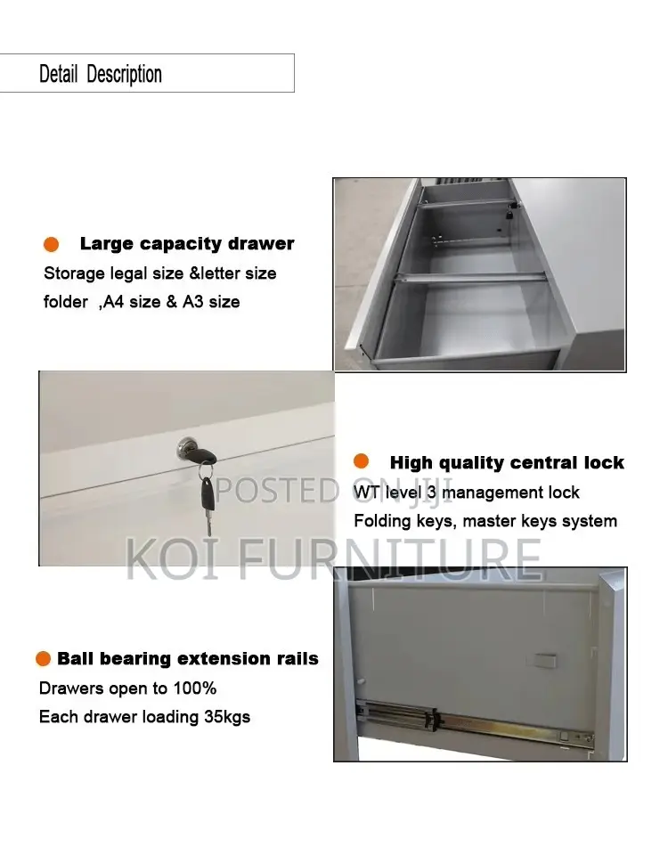 Office Cabinet; Lockable Steel With Four Lockable Drawers