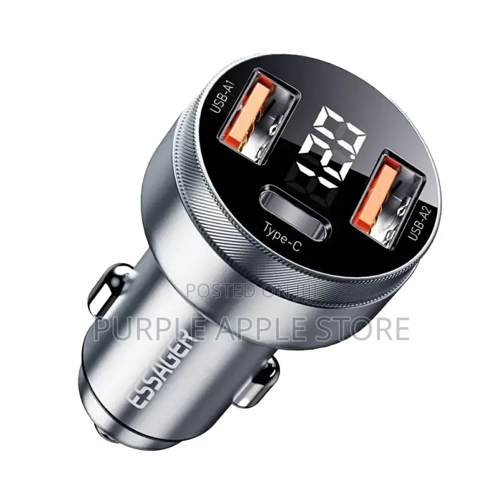Essager 80w Car Charger Usb-C + Usb-a Pd Fast Charging Dual Port