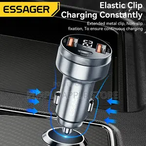 Essager 80w Car Charger Usb-C + Usb-a Pd Fast Charging Dual Port