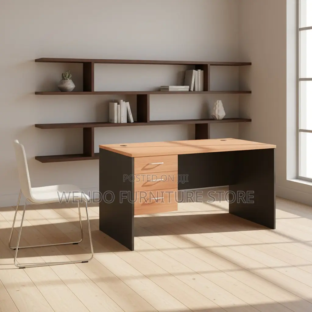 Office Desk; 1.2 Meters Brown MDF Top Office Desk