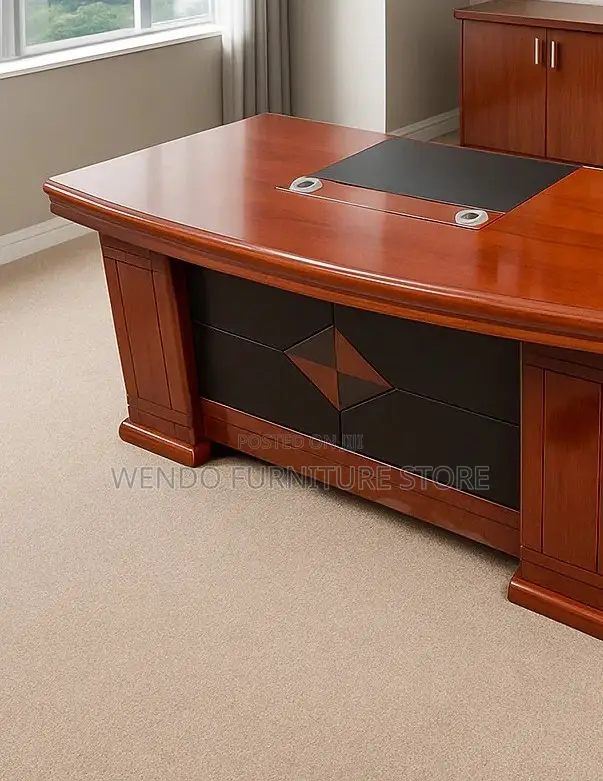Office Desk; 1.4 Meters Executive Mahogany Office Desk With L Return