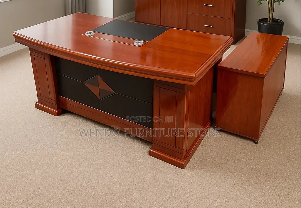Office Desk; 1.4 Meters Executive Mahogany Office Desk With L Return