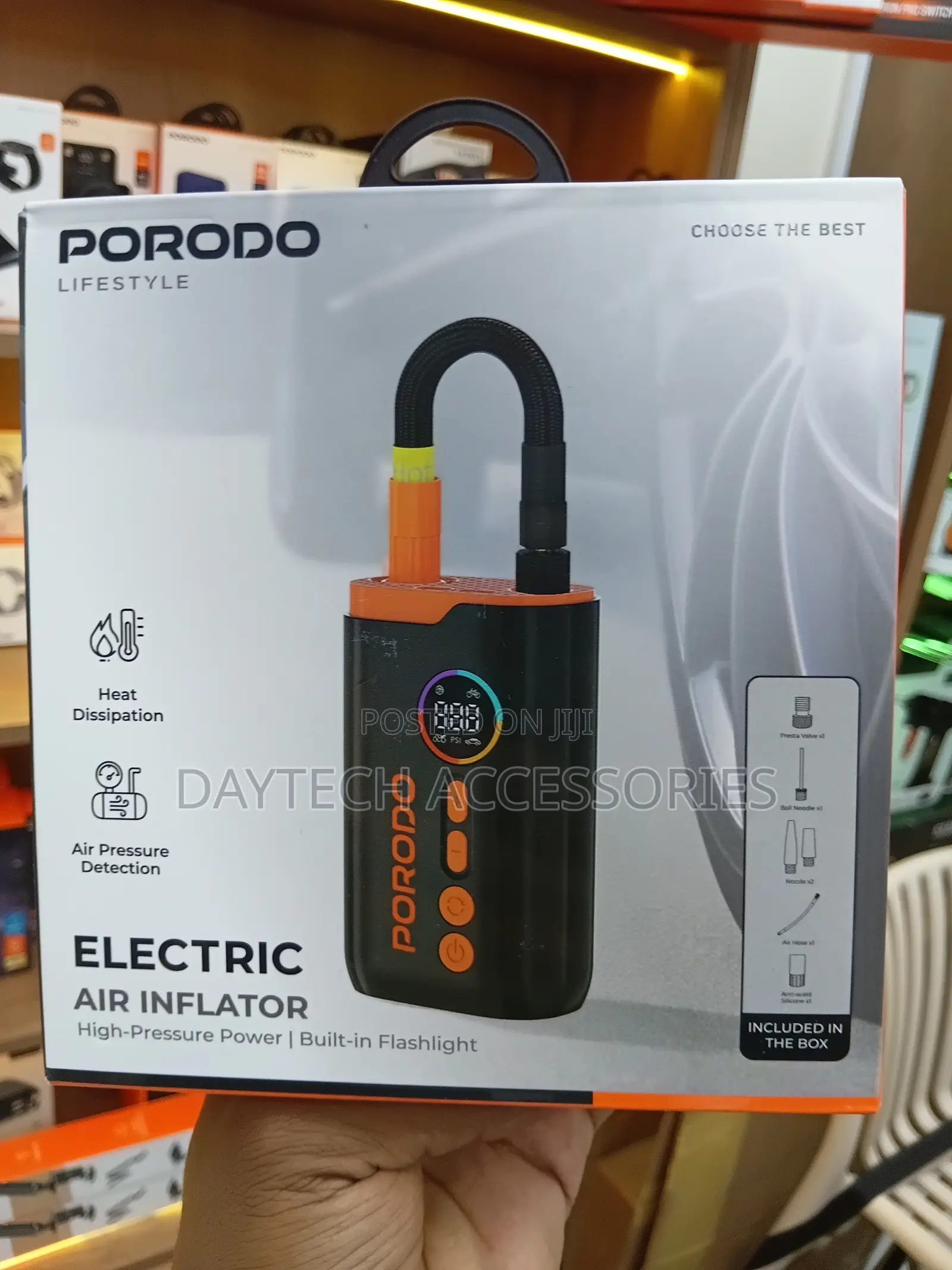 Porodo Lifestyle Electric Air Inflator With 4 Inflation Mode.