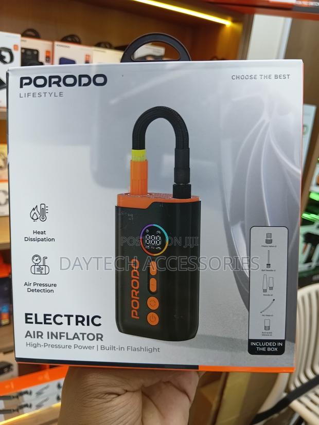 Porodo Lifestyle Electric Air Inflator With 4 Inflation Mode.