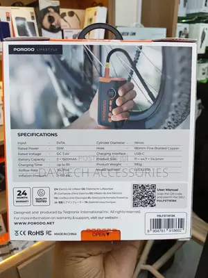 Porodo Lifestyle Electric Air Inflator With 4 Inflation Mode.