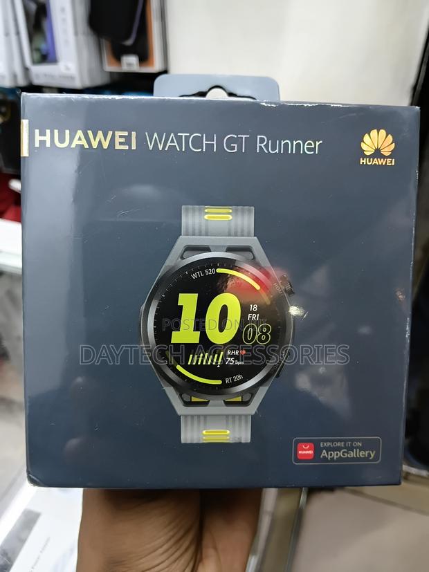 This Is a Huawei Watch Gt Runner in Gray.