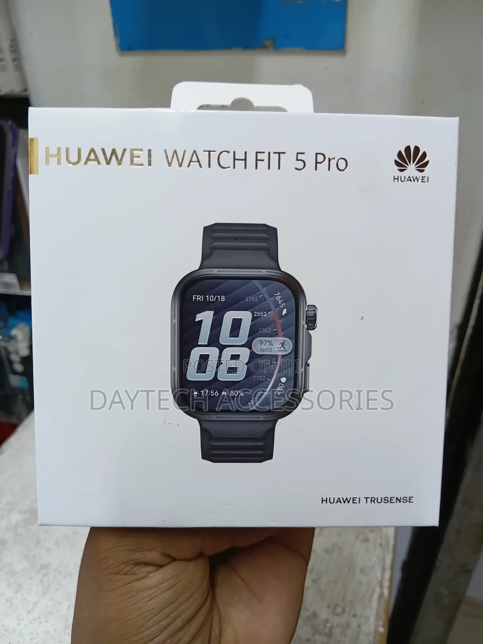 This Is a Huawei Watch Fit 5 Pro Smartwatch in a Black Finish.