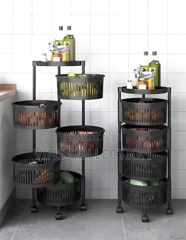 Rotatable 4-Layer Kitchen Rack With Wheels - main view