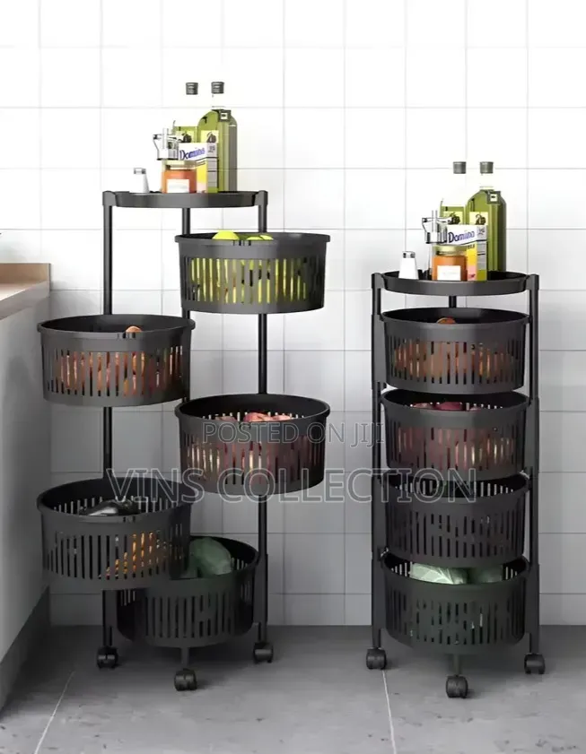 Rotatable 4-Layer Kitchen Rack With Wheels