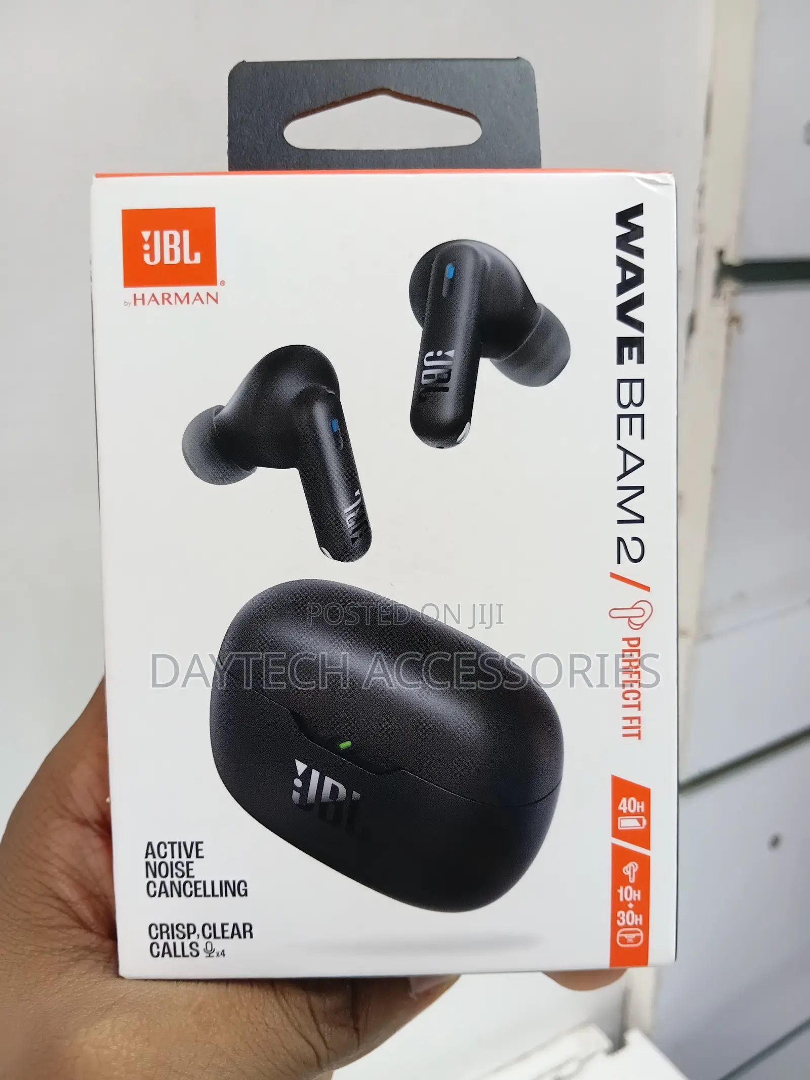 These Are JBL Wave Beam 2 Wireless Noise-Cancelling Earbuds in Black.