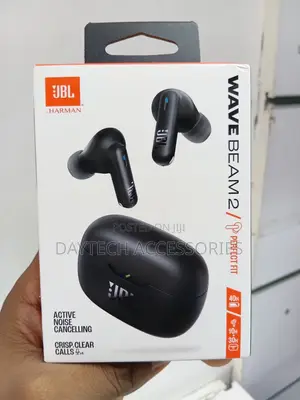 These Are JBL Wave Beam 2 Wireless Noise-Cancelling Earbuds in Black.