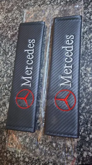 Mercedes Branded Carbon Weave Pattern Seat Belt Shoulder Pads