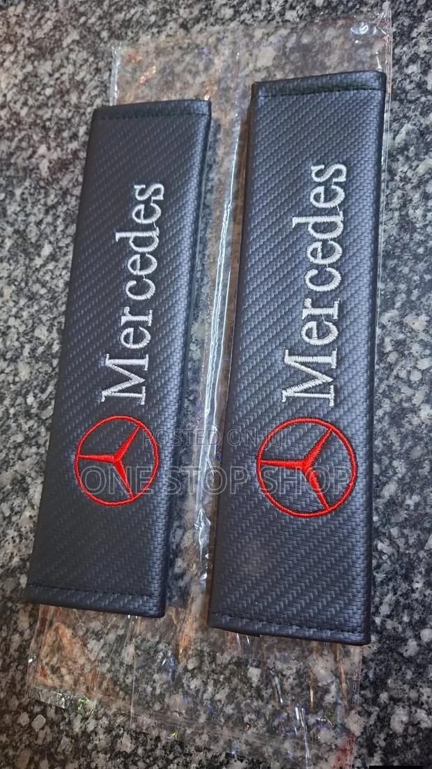 Mercedes Branded Carbon Weave Pattern Seat Belt Shoulder Pads