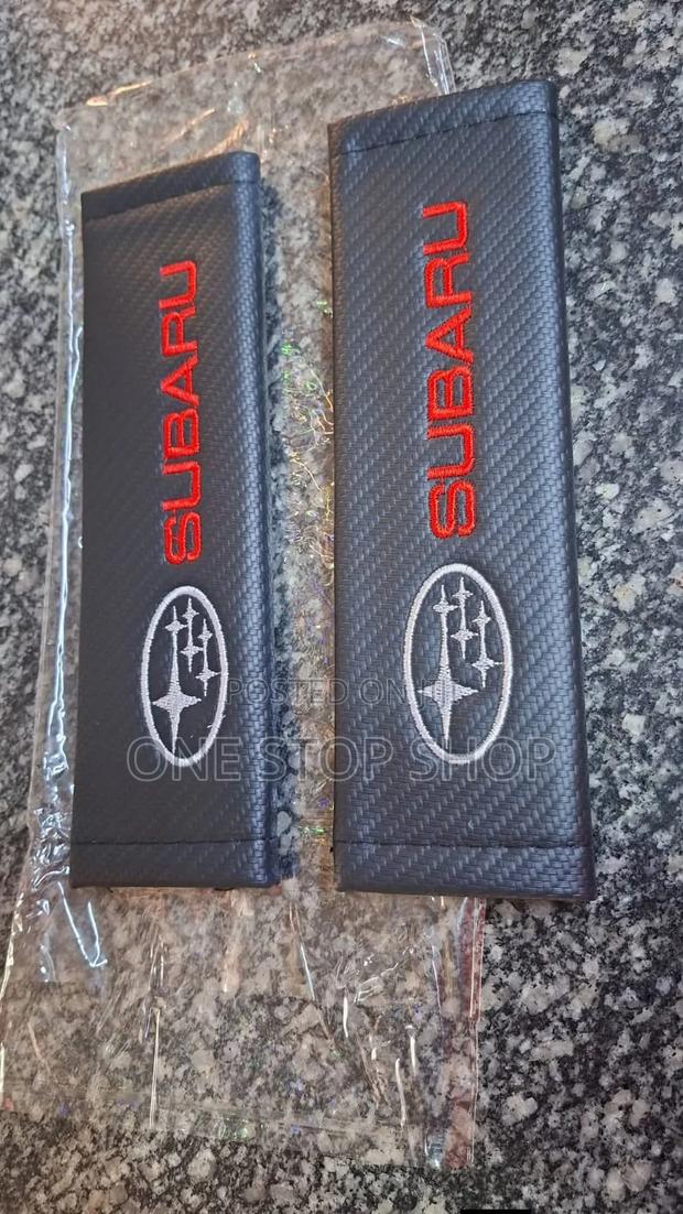 Subaru Embroidered Logo Carbon Fiber Style Background Seat. Belt Pad