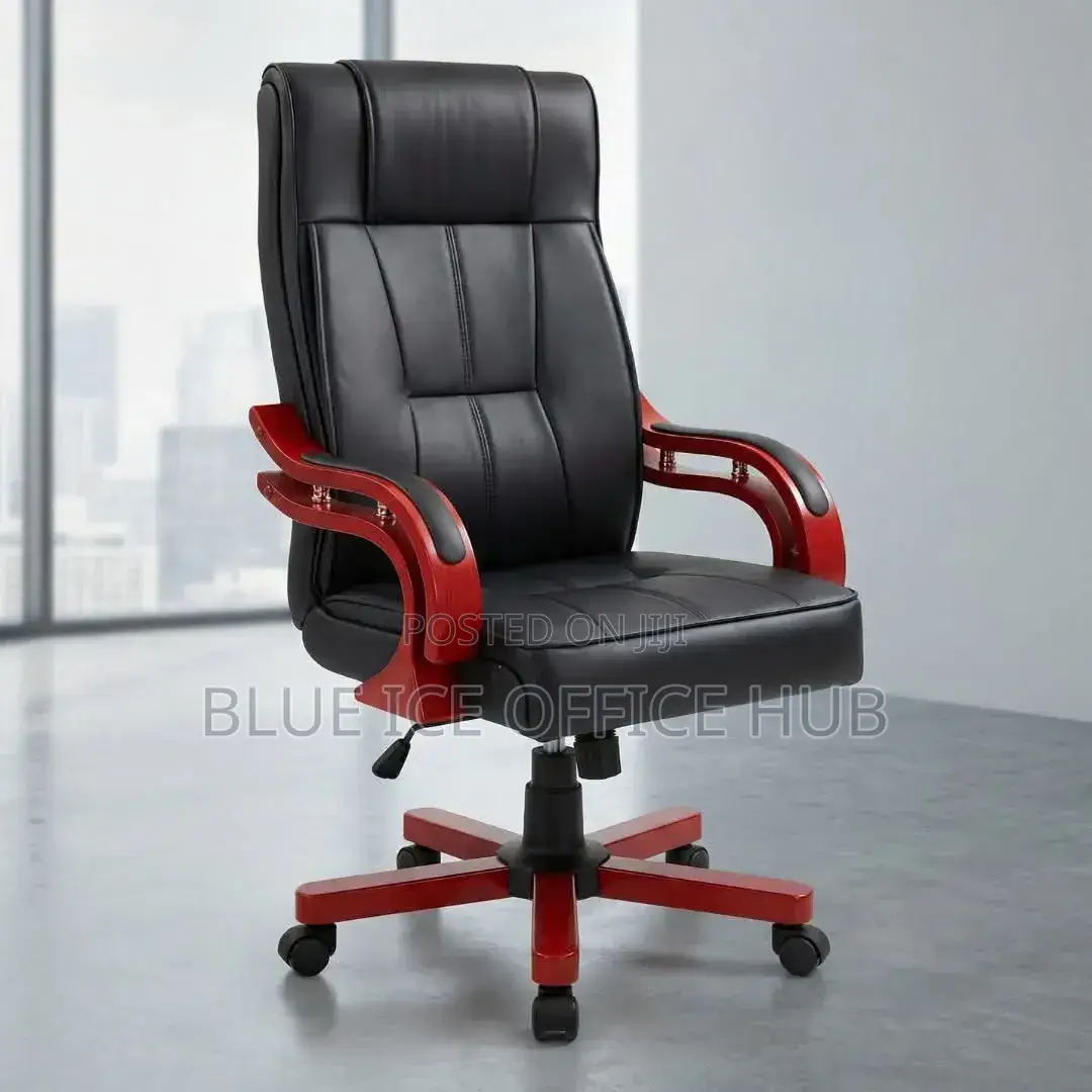 Office Ceo Chair With Wooden Base Stand