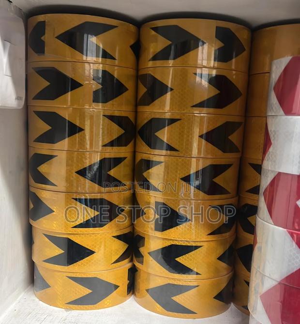 25meters Yellow Black Pattern Reflective Safety Tapes for Trucks Cars