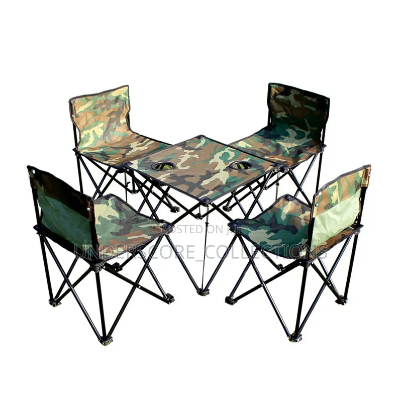 Camping Outdoor Set of Four Chairs and a Table