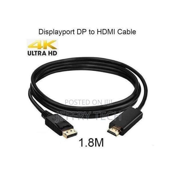 Display Port to Hdmi Adapter Cable 1.8m - Black - Support