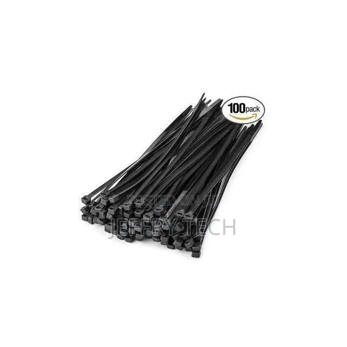 Black Nylon Cable Ties - 150mm, 100pcs, Self-Locking, Reusable