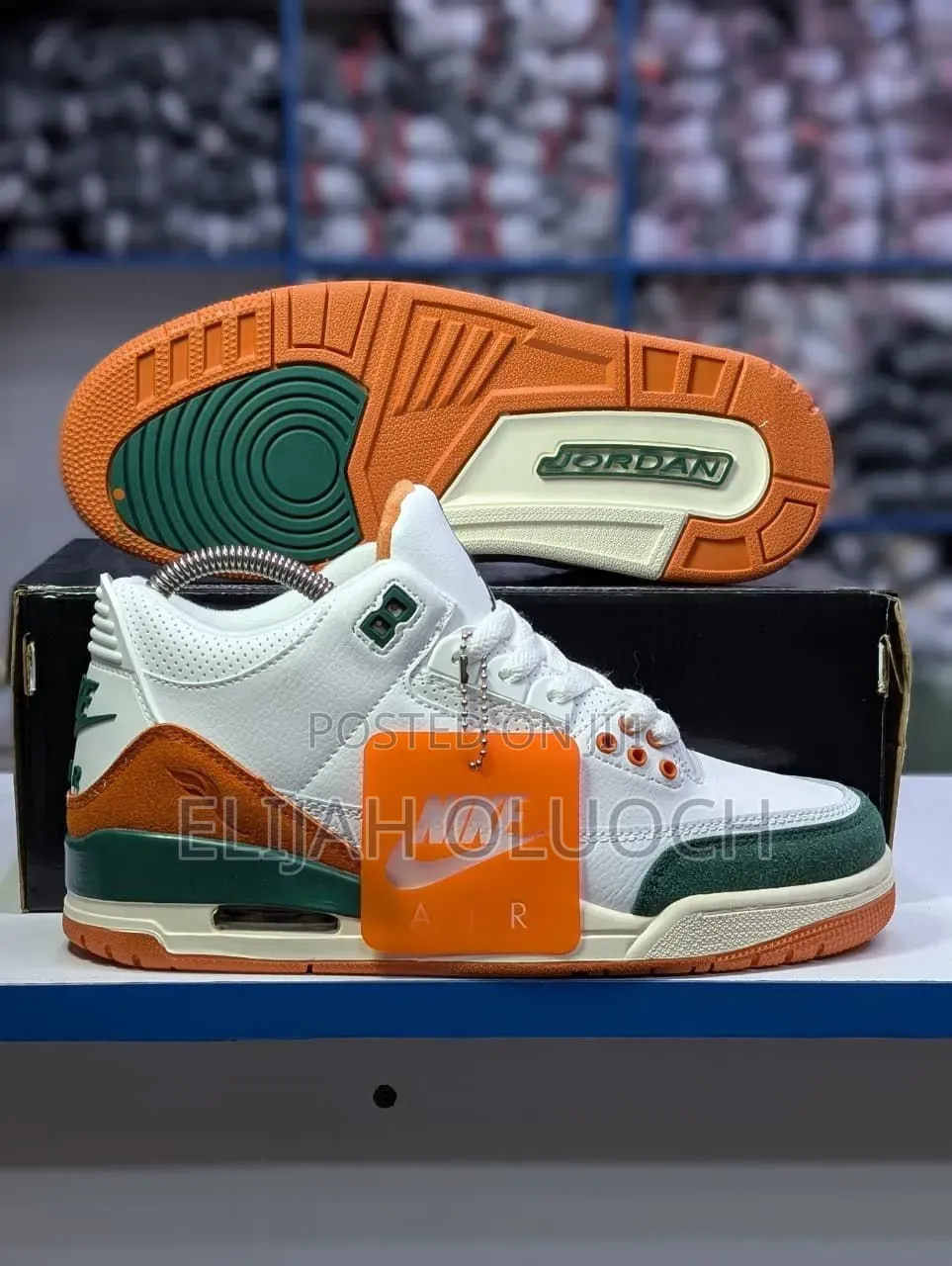 Jordan 3 Miami Hurricanes Pure Leather 40,41,42,43,44,45