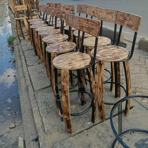 Metallic Wooden, or Sina Tabu High Bar Chairs 