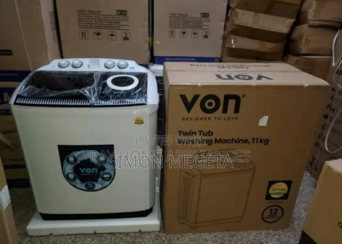 With Two Tabbs Von 11kgs Twin Tub Washing Machine