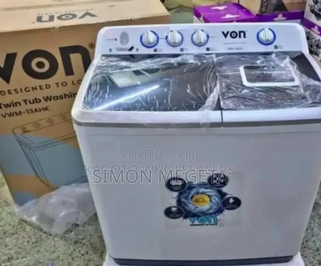 Newly Restocked White Von 13kgs Twin Tub Washing Machine