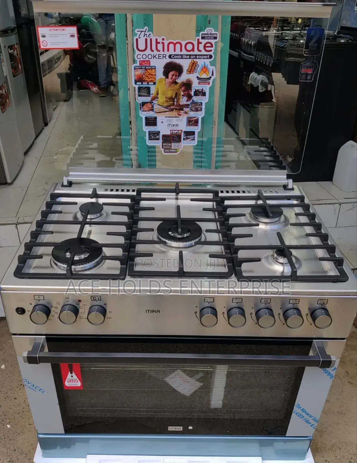 Mika Standing Cooker, 60*90 - 5 Gas Pool Jet Burners (2 Wok) Burners