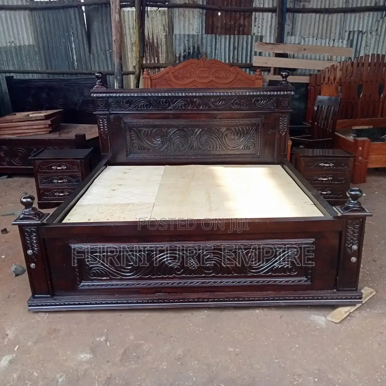 Ornate Dark Wooden Bed Frame