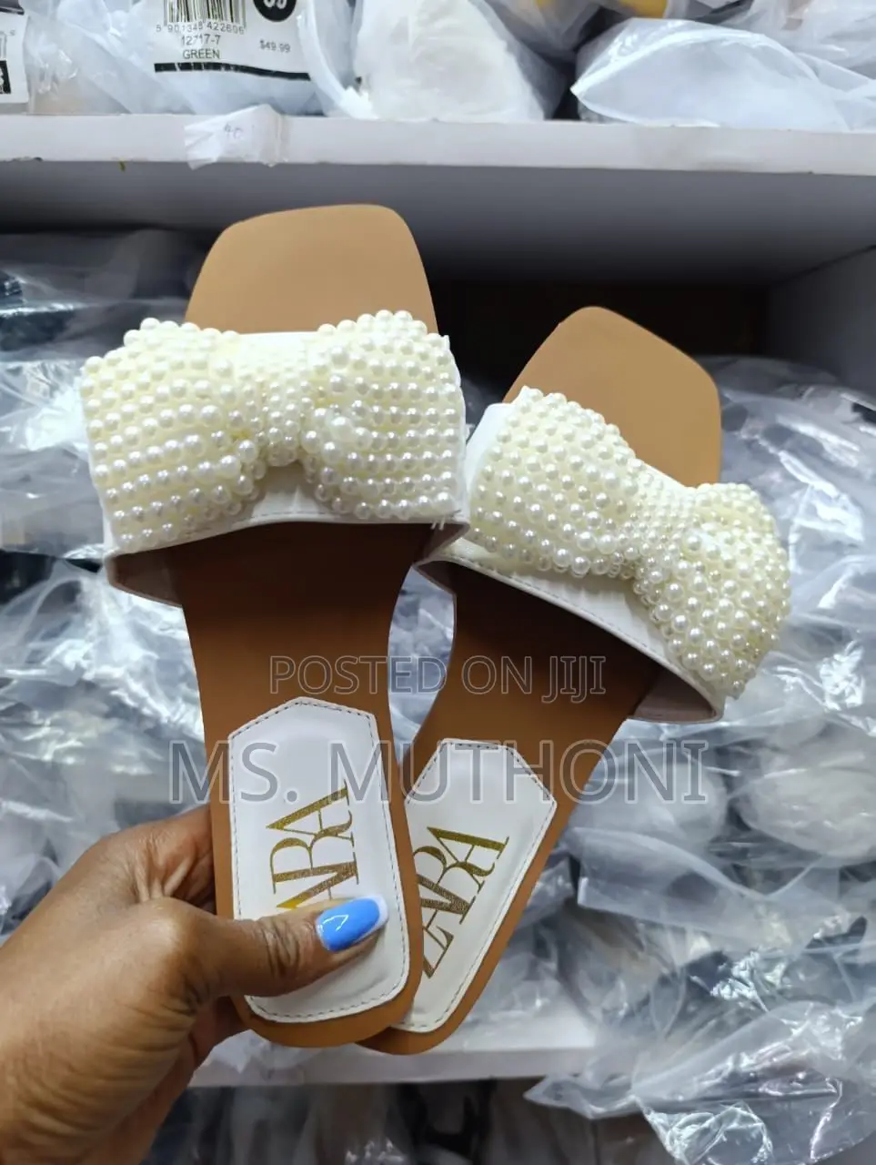 Beaded Bow Detail Quality Zara Sandals Sizes 37-42
