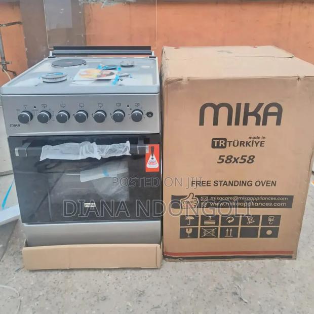 Silver Mika Standing 3 Gas + 1electric Hotplate With Electric Oven