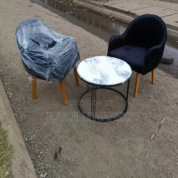 Reception, Balcony or Outdoor Set, With Black Modern Chairs and Table.