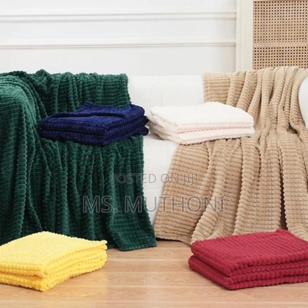 Modern Plain Striped Wooven Flannel Fleece Blanket* - thumbnail 2