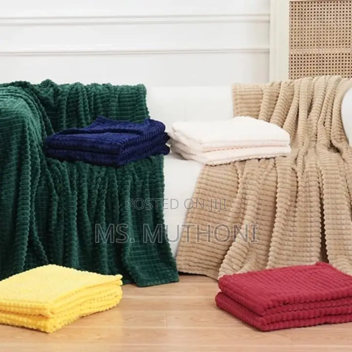 Modern Plain Striped Wooven Flannel Fleece Blanket*