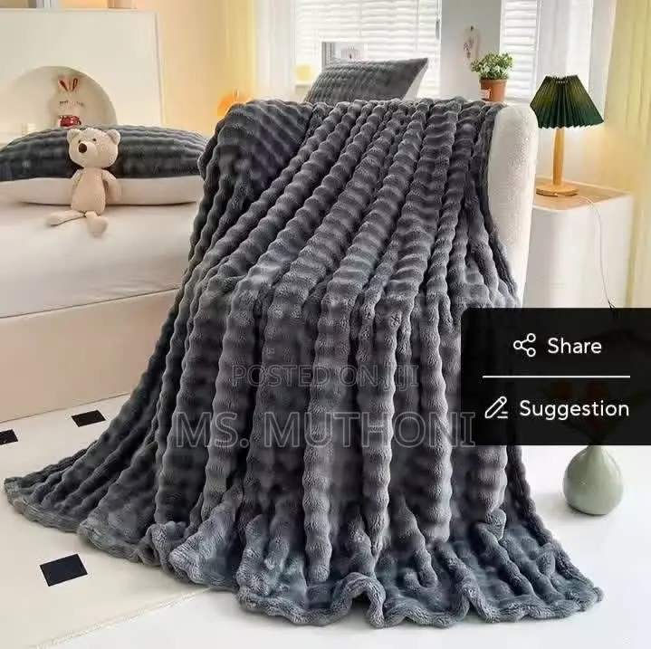 Modern Plain Striped Wooven Flannel Fleece Blanket*