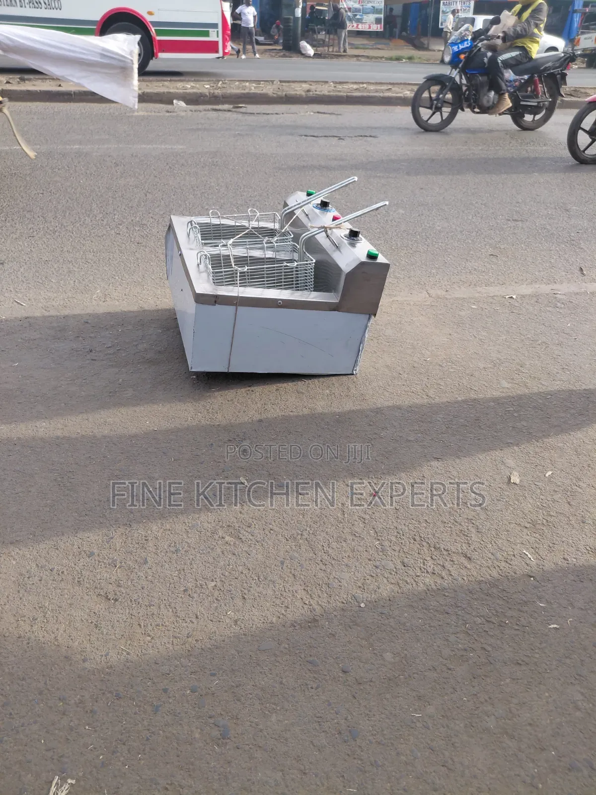 A Set of Double Fryer and Chips Cutter