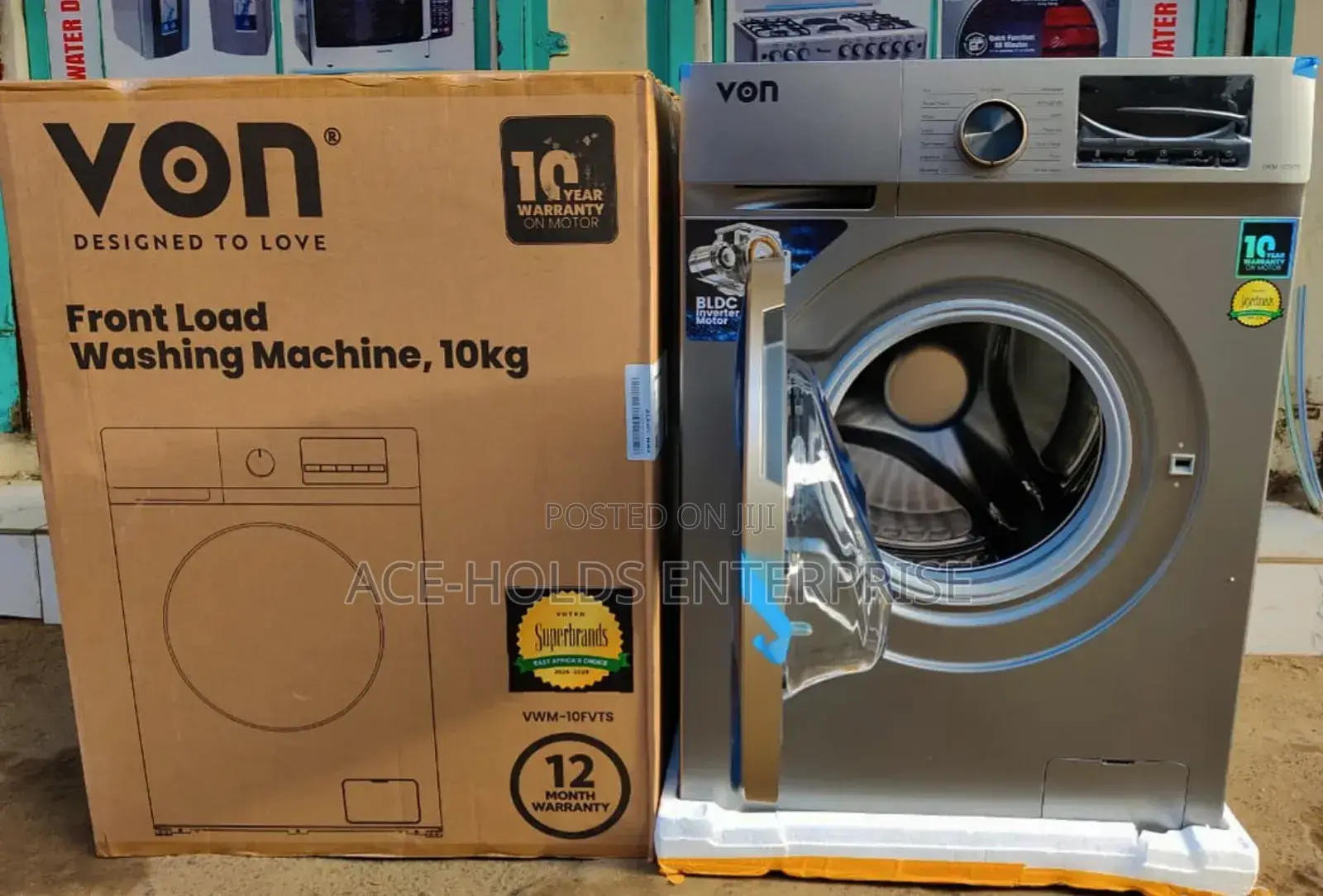 Von Washing Machine - 10kg Front Load Wash and Spin Fully Automatic